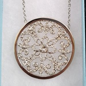 Touchstone Crystal By Swarovski Medallion Filigree Disc Pendant Necklace